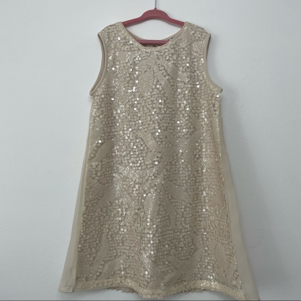 Mayoral Sequin Pleated Chiffon Shift Dress Size 10